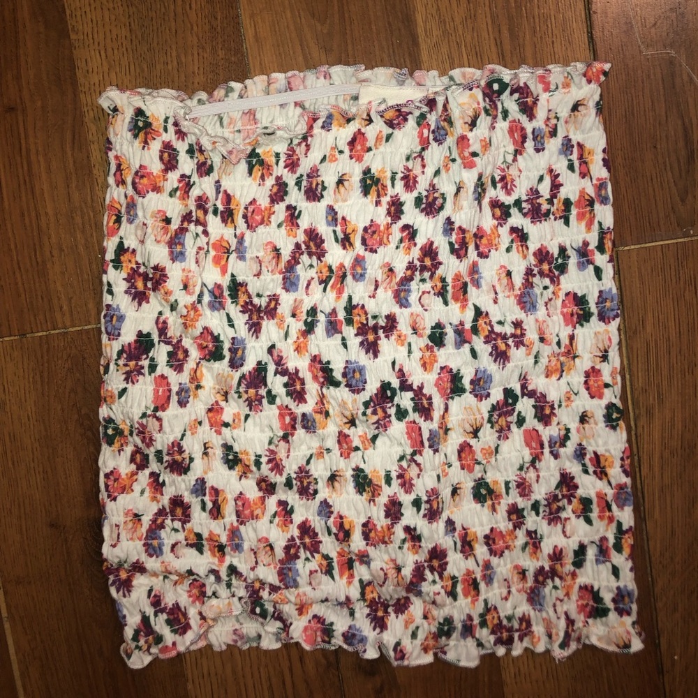 strapless flowered shirt